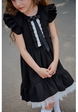 MiliLook черное школьное платье с подъюбником Ариана